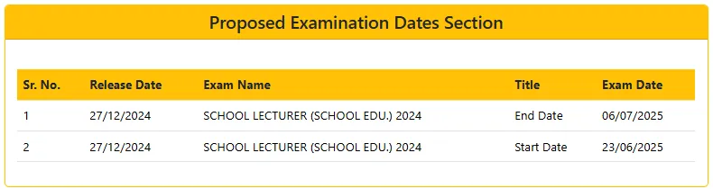 SCHOOL LECTURER (SCHOOL EDU.) 2024 EXAM DATE SCHOOL LECTURER EXAM DATE